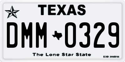 TX license plate DMM0329