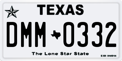 TX license plate DMM0332
