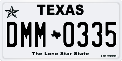 TX license plate DMM0335