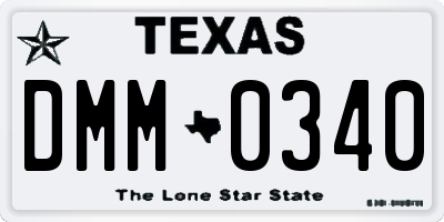 TX license plate DMM0340