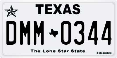 TX license plate DMM0344