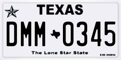 TX license plate DMM0345