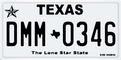 TX license plate DMM0346