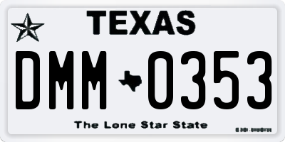 TX license plate DMM0353