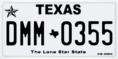 TX license plate DMM0355