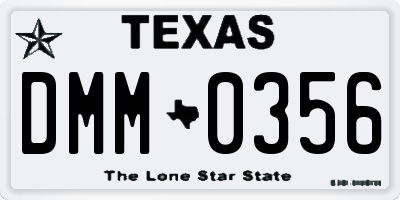 TX license plate DMM0356