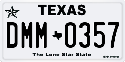 TX license plate DMM0357