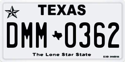 TX license plate DMM0362