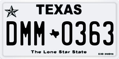 TX license plate DMM0363