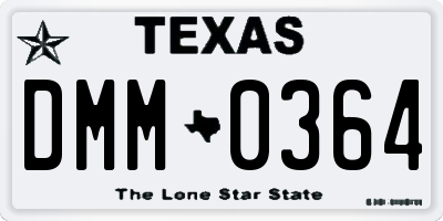 TX license plate DMM0364