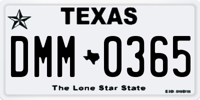 TX license plate DMM0365