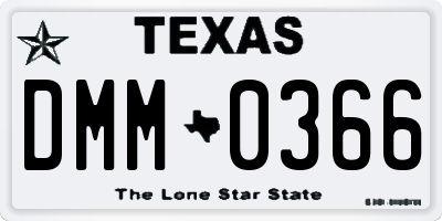 TX license plate DMM0366