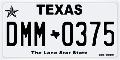 TX license plate DMM0375