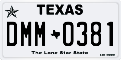 TX license plate DMM0381