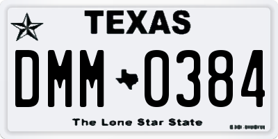 TX license plate DMM0384
