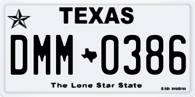 TX license plate DMM0386