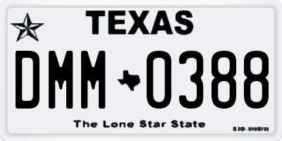 TX license plate DMM0388