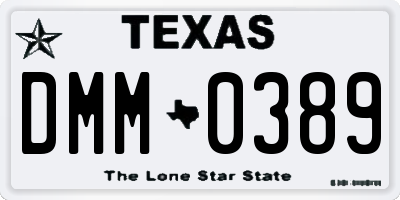 TX license plate DMM0389