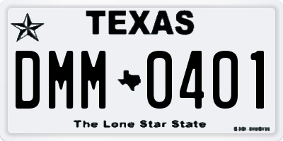 TX license plate DMM0401