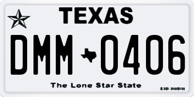 TX license plate DMM0406