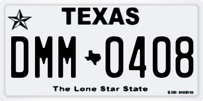 TX license plate DMM0408