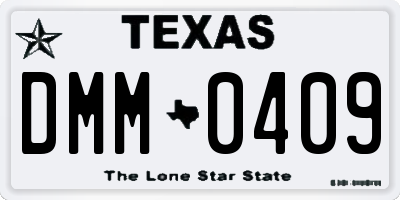 TX license plate DMM0409