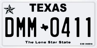 TX license plate DMM0411