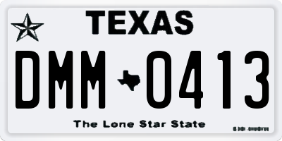 TX license plate DMM0413