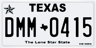 TX license plate DMM0415