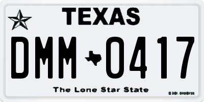 TX license plate DMM0417