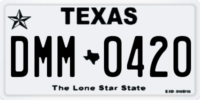 TX license plate DMM0420