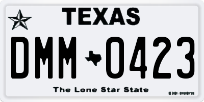 TX license plate DMM0423