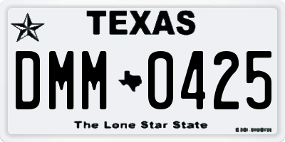 TX license plate DMM0425