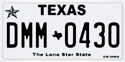 TX license plate DMM0430