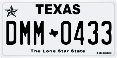 TX license plate DMM0433