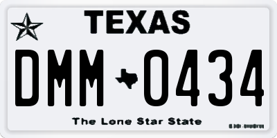 TX license plate DMM0434