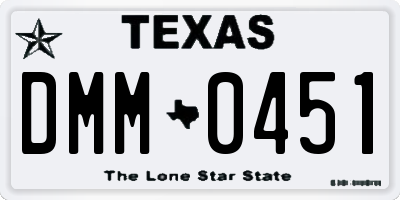 TX license plate DMM0451