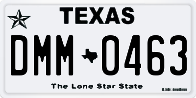 TX license plate DMM0463