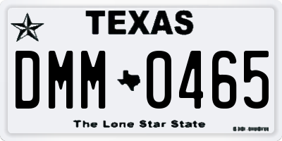 TX license plate DMM0465