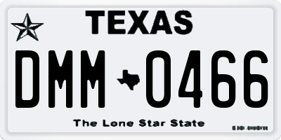 TX license plate DMM0466