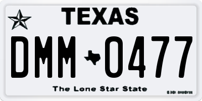 TX license plate DMM0477