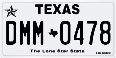 TX license plate DMM0478
