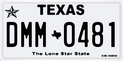 TX license plate DMM0481