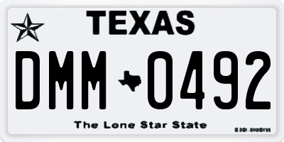TX license plate DMM0492
