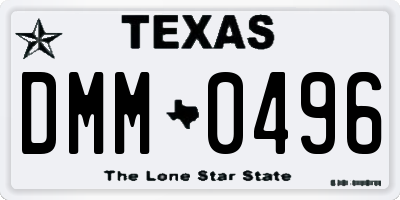 TX license plate DMM0496