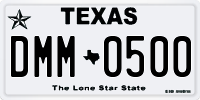 TX license plate DMM0500