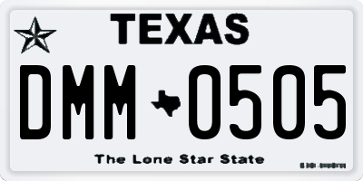 TX license plate DMM0505