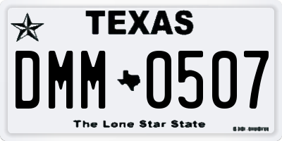 TX license plate DMM0507