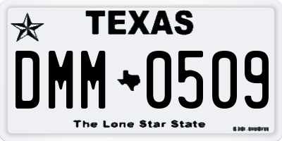 TX license plate DMM0509