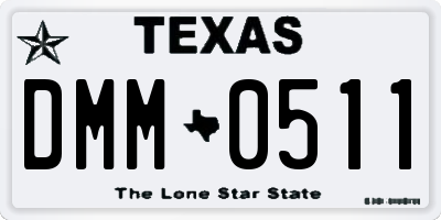 TX license plate DMM0511